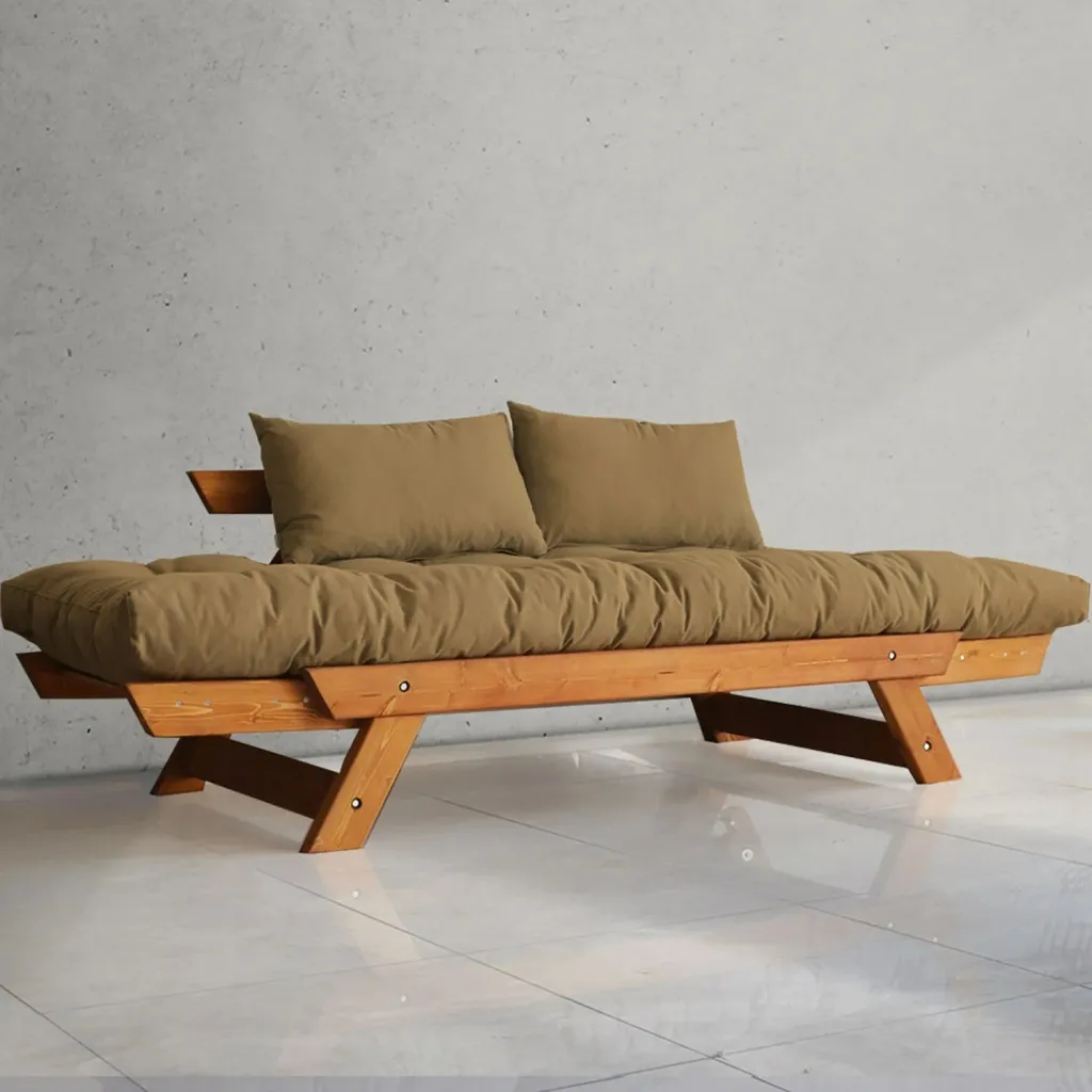 Divan kopshti dy vendësh, Skye Decor, ngjyrë teak dhe camel, CPT8125-210 - 3