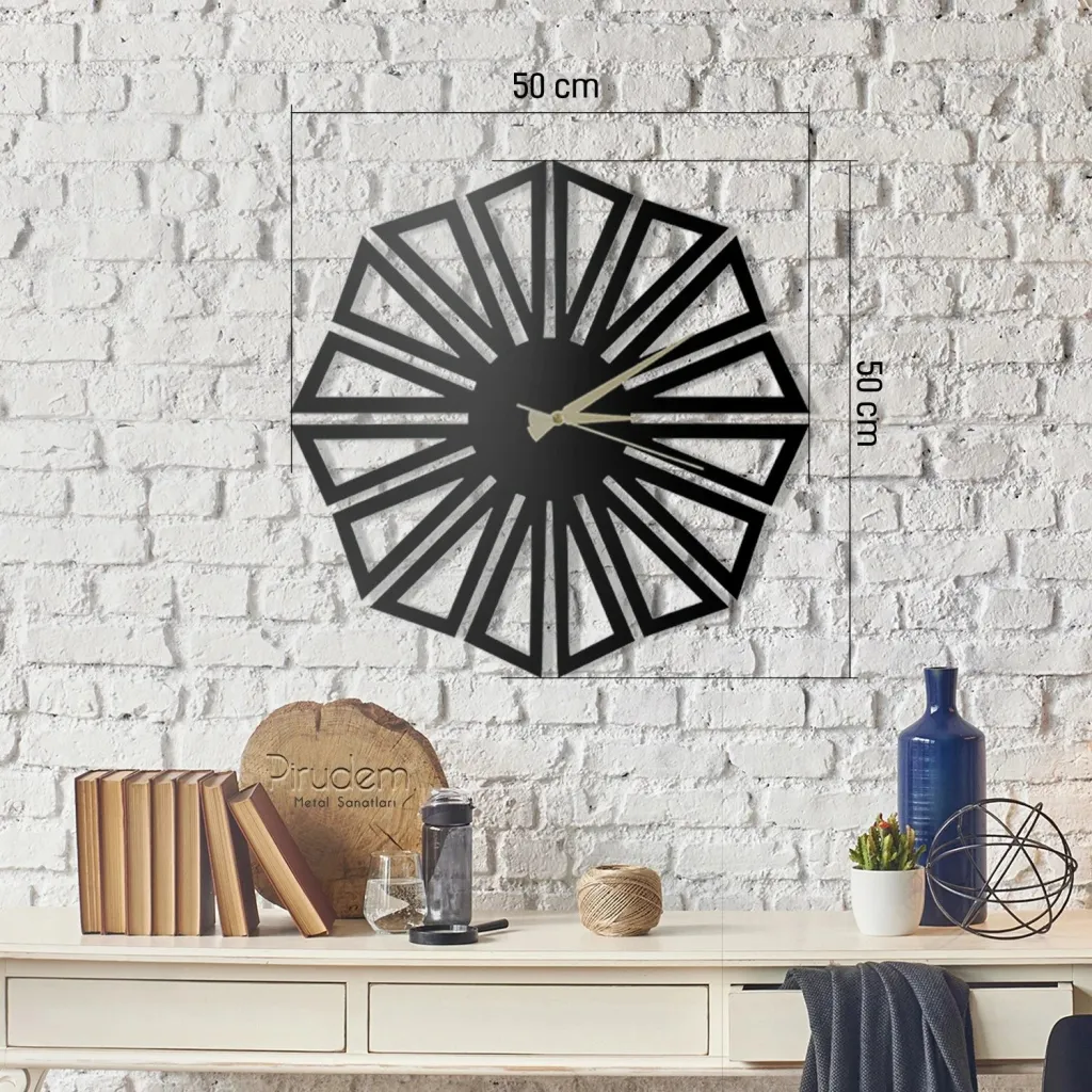 Orë muri dekorative prej metali, Wallity, Hedef, e zezë, 50x50cm - 3
