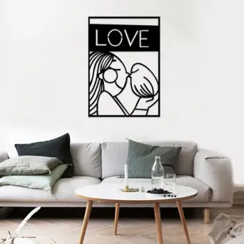 Aksesor dekorativ metalik për mur, Only Love, ngjyrë e zezë, 50x70cm
