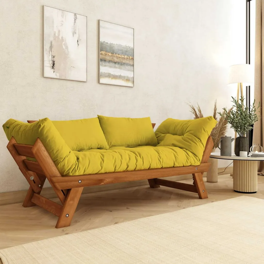 Divan kopshti 2-vendësh, Skye Decor, ngjyrë teak dhe e verdhë, CPT8163-210 - 1