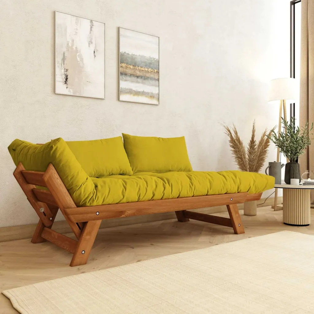 Divan kopshti 2-vendësh, Skye Decor, ngjyrë teak dhe e verdhë, CPT8163-210 - 2