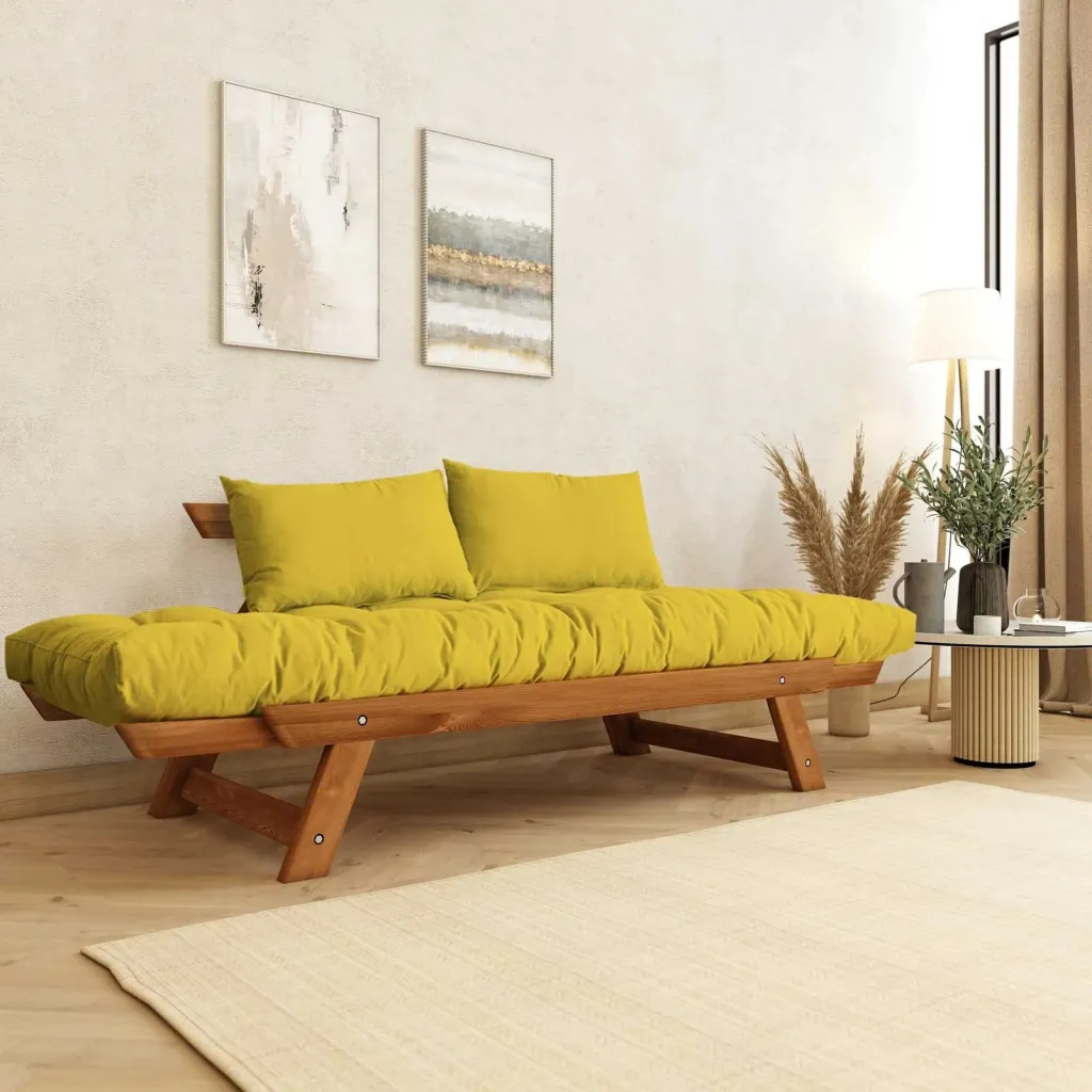 Divan kopshti 2-vendësh, Skye Decor, ngjyrë teak dhe e verdhë, CPT8163-210 - 3