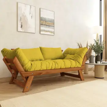 Divan kopshti 2-vendësh, Skye Decor, ngjyrë teak dhe e verdhë, CPT8163-210