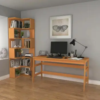 Set tavoline pune me raft librash, ngjyrë teak, Skye Decor, CPT4802-150