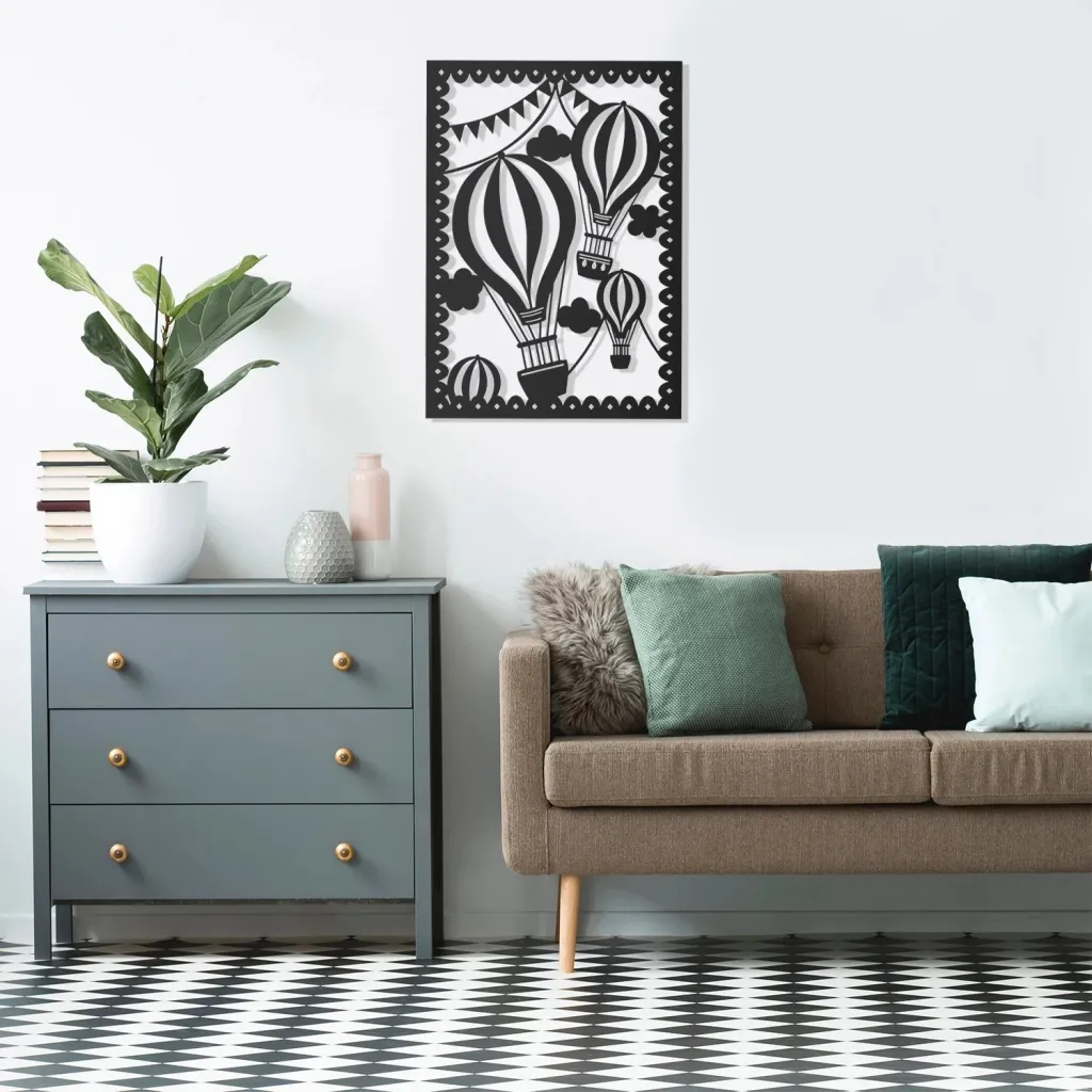 Aksesor dekorativ metalik për mur, balona, Wallity, ngjyrë e zezë, 50x70cm - 1