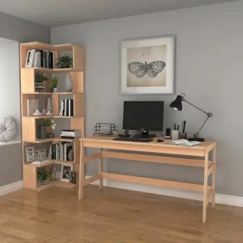 Set tavoline studimi me raft librash, ngjyrë natyrale, Skye Decor, CPT4801-150