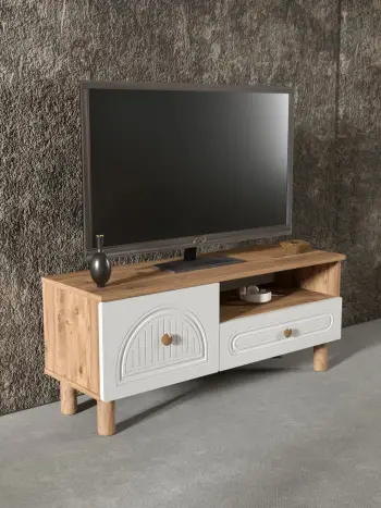 Komodë TV Skye Decor, Arcera 105, ngjyrë pishë Atlantike dhe e bardhë