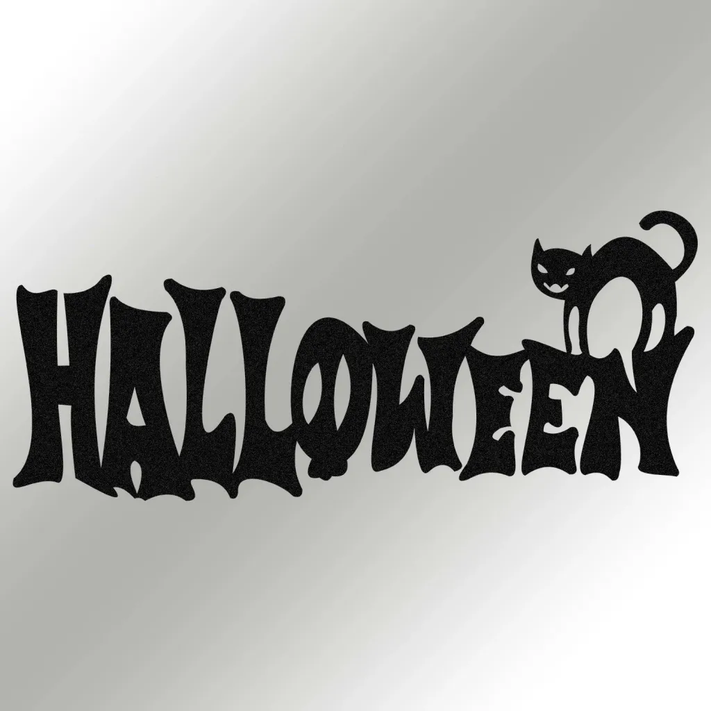 Aksesor dekorativ metalik për mur, Wallity, Halloween 2, ngjyrë e zezë, 67x28cm - 2