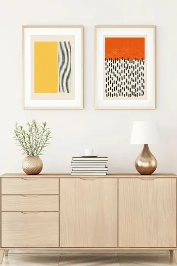 Piktura dekorative me kornizë MDF (2 copë), Wallity, Huhu106, 70x50cm