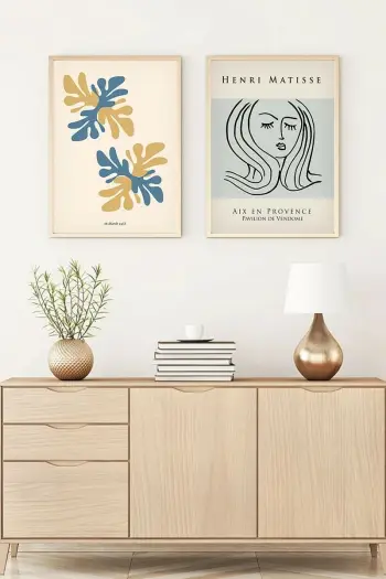 Piktura dekorative me kornizë, 2 copë, MDF, shumëngjyrëshe, Wallity, Huhu174, 70x50cm