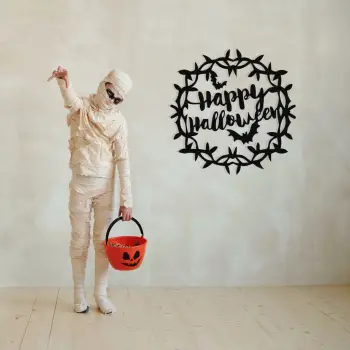 Aksesor dekorativ metalik për mur Wallity, Halloween 11, ngjyrë e zezë, 49x49cm