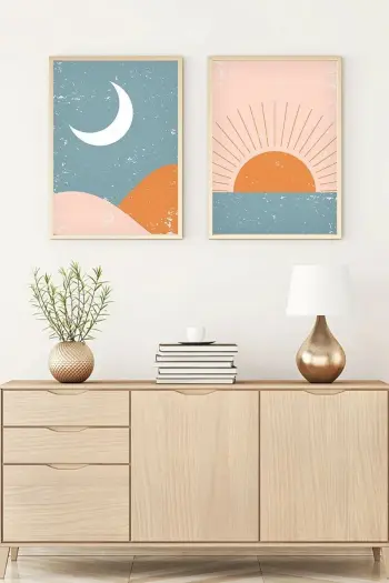 Piktura dekorative me kornizë MDF (2 copë), Wallity, Huhu6, 70x50