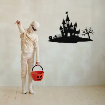 Aksesor dekorativ metalik për mur, Halloween 1, Wallity, ngjyrë e zezë, 70x48cm