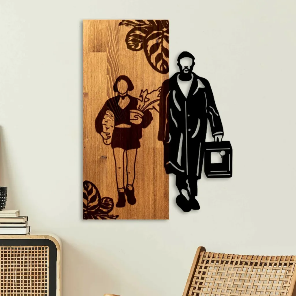 Aksesor dekorativ për mur, dru dhe metal, Leon The Professional, Wallity - 1