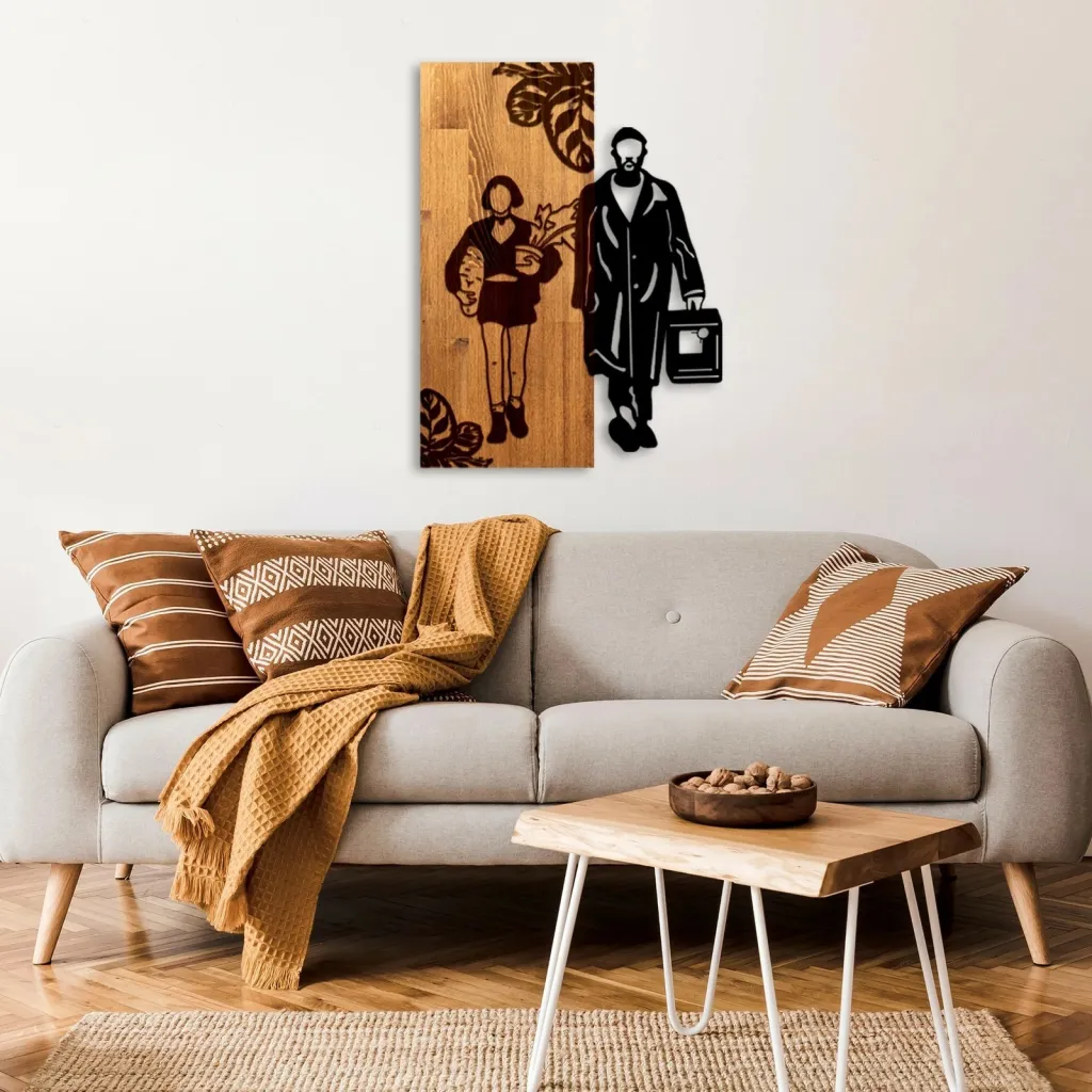 Aksesor dekorativ për mur, dru dhe metal, Leon The Professional, Wallity - 4