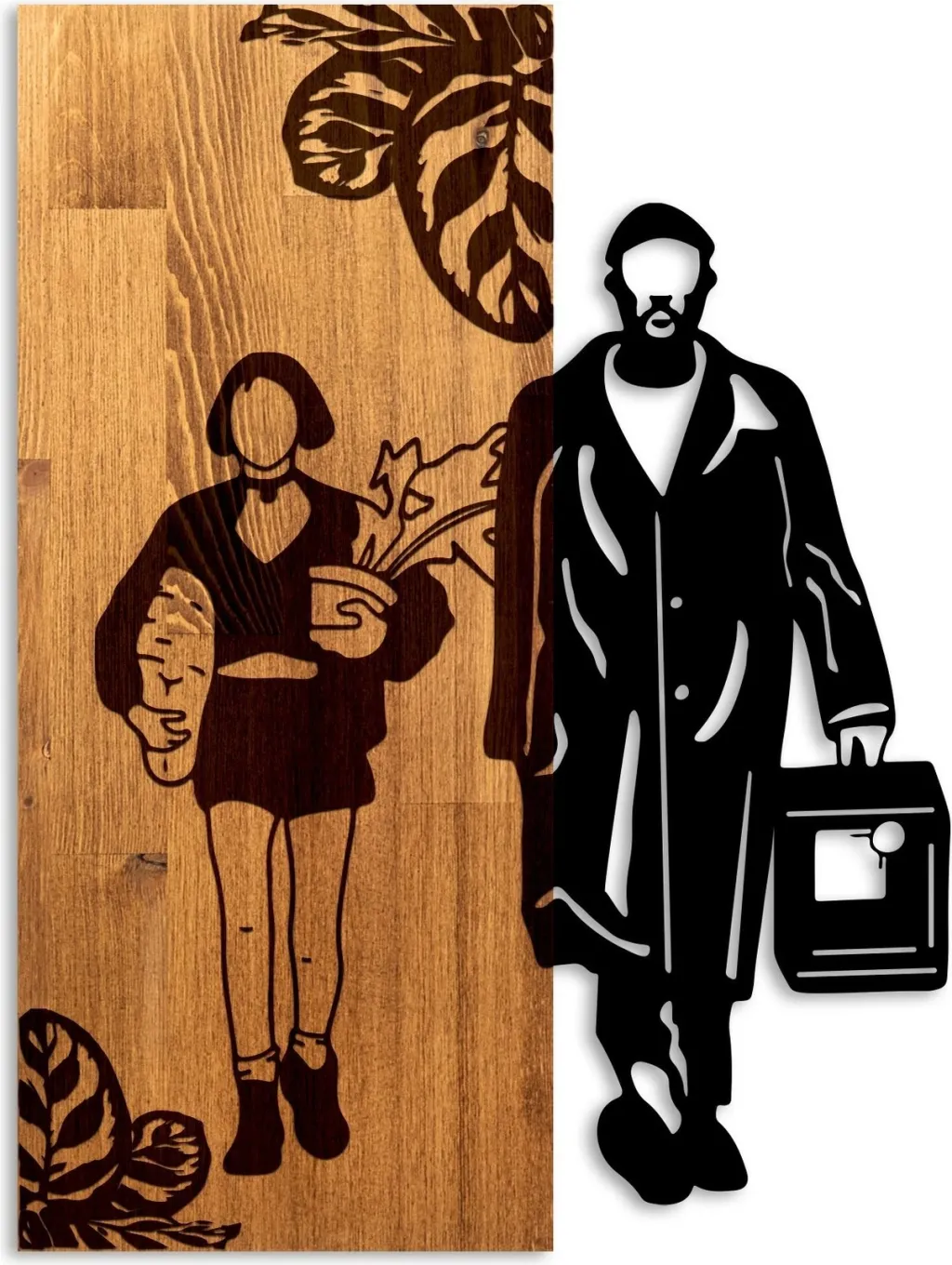 Aksesor dekorativ për mur, dru dhe metal, Leon The Professional, Wallity - 5