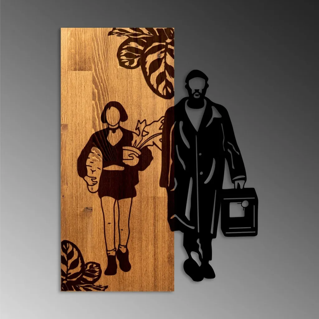 Aksesor dekorativ për mur, dru dhe metal, Leon The Professional, Wallity - 6
