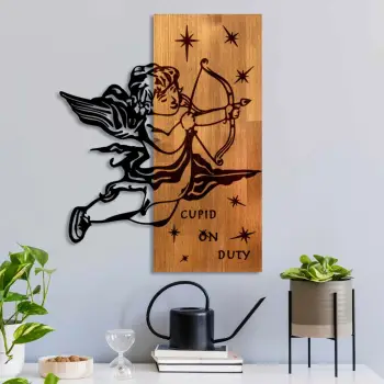 Aksesor dekorativ prej druri për mur, Wallity Eros 02, ngjyrë arre dhe e zezë, 47x58cm