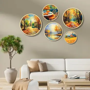 Set pikturash dekorative me kornizë MDF, 5 copë, Wallity, Yats-31