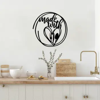 Aksesor dekorativ metalik për mur, Wallity, Made With Love Food, 62x62cm