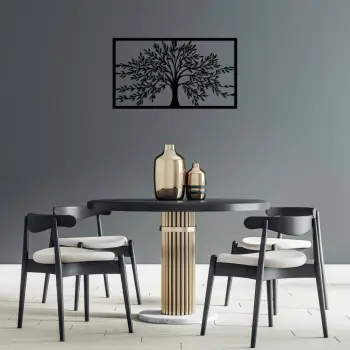 Aksesor dekorativ metalik për mur, pemë monumentale, Wallity, ngjyrë e zezë, 40x70cm