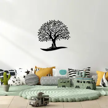 Aksesor dekorativ metalik për mur, Monumental Tree 21, ngjyrë e zezë