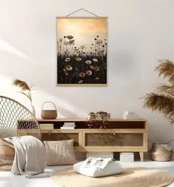 Pikturë dekorative me kornizë, Wallity, MRG68, ngjyrë ari, e zezë, argjend, 50x70cm