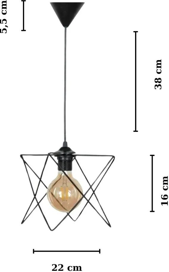 Llambë tavani Opviq, LB037, metal i zi - 3