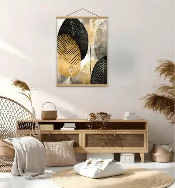 Pikturë dekorative me kornizë Wallity, MRG66, ngjyrë ari, e zezë, argjend, 50x70cm