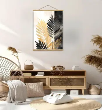 Pikturë dekorative me kornizë, Wallity, MRG67, ngjyrë ari, e zezë, argjend, 50x70cm