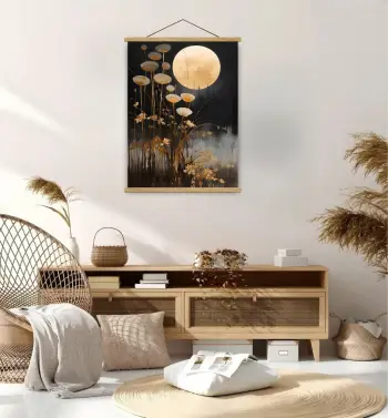 Pikturë dekorative me kornizë, Wallity, MRG69, ngjyrë ari, e zezë, argjend, 50x70cm