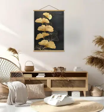 Pikturë dekorative me kornizë Wallity, MRG72, ngjyrë ari, e zezë, argjend, 50x70cm