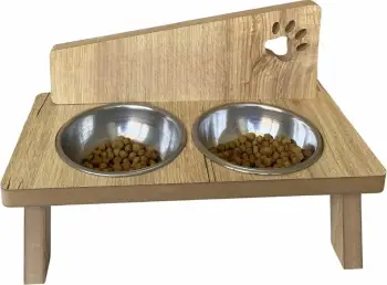 Enë ushqimi për kafshë, ngjyrë druri, Paws & Whiskers, Tori