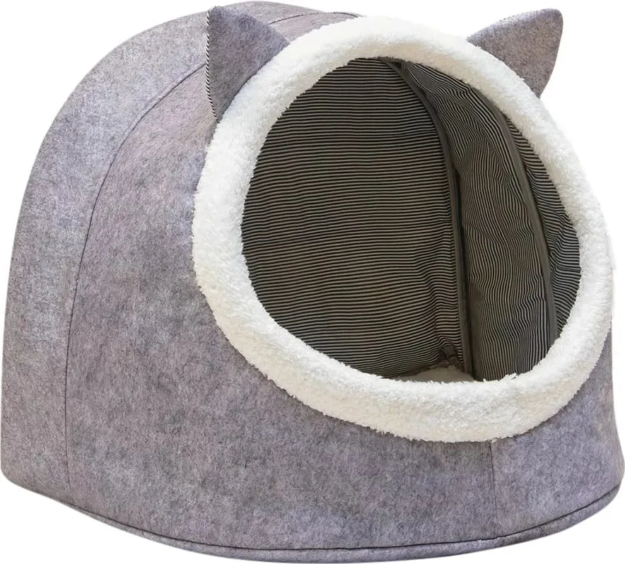 Shtëpi për mace ose qen të vegjël, material felt, ngjyrë gri, ALS-03792, 34x40x35 cm - 2