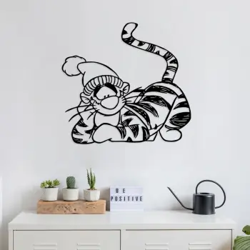 Aksesor dekorativ metalik për mur, Wallity, Tigger, ngjyrë e zezë, 66x70cm