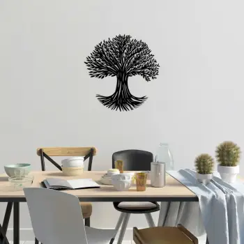 Aksesor dekorativ metalik për mur, Monumental Tree, Wallity, 67x68cm, i zi