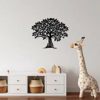 Aksesor dekorativ metalik për mur, Monumental Tree 5, Wallity, ngjyrë e zezë, 58x70cm
