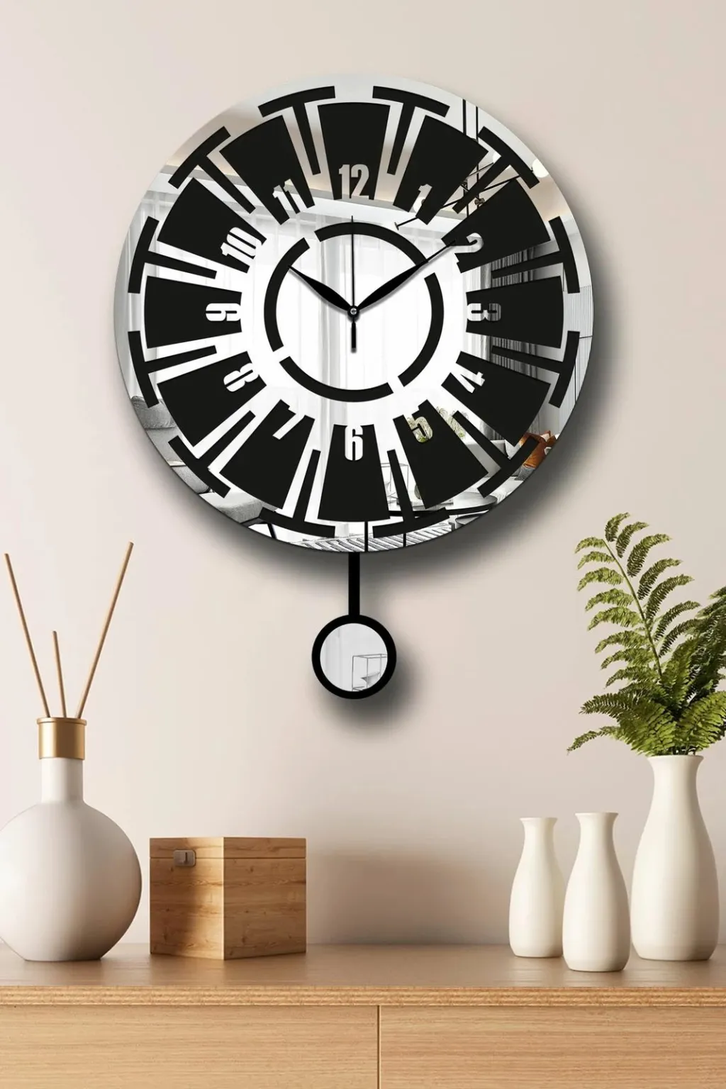 Orë muri dekorative Wallity, Vlnt114Gu, argjend e zezë - 2