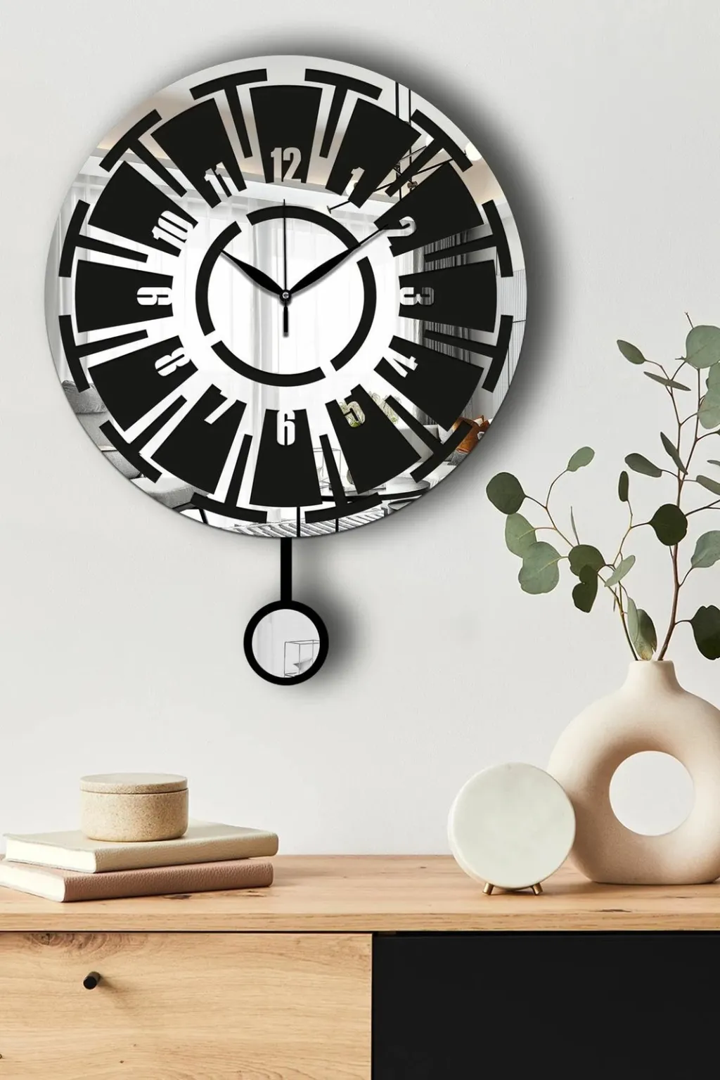 Orë muri dekorative Wallity, Vlnt114Gu, argjend e zezë - 3