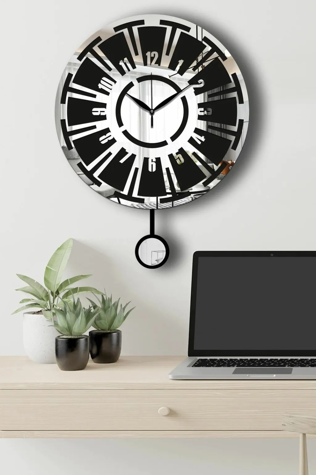Orë muri dekorative Wallity, Vlnt114Gu, argjend e zezë - 4