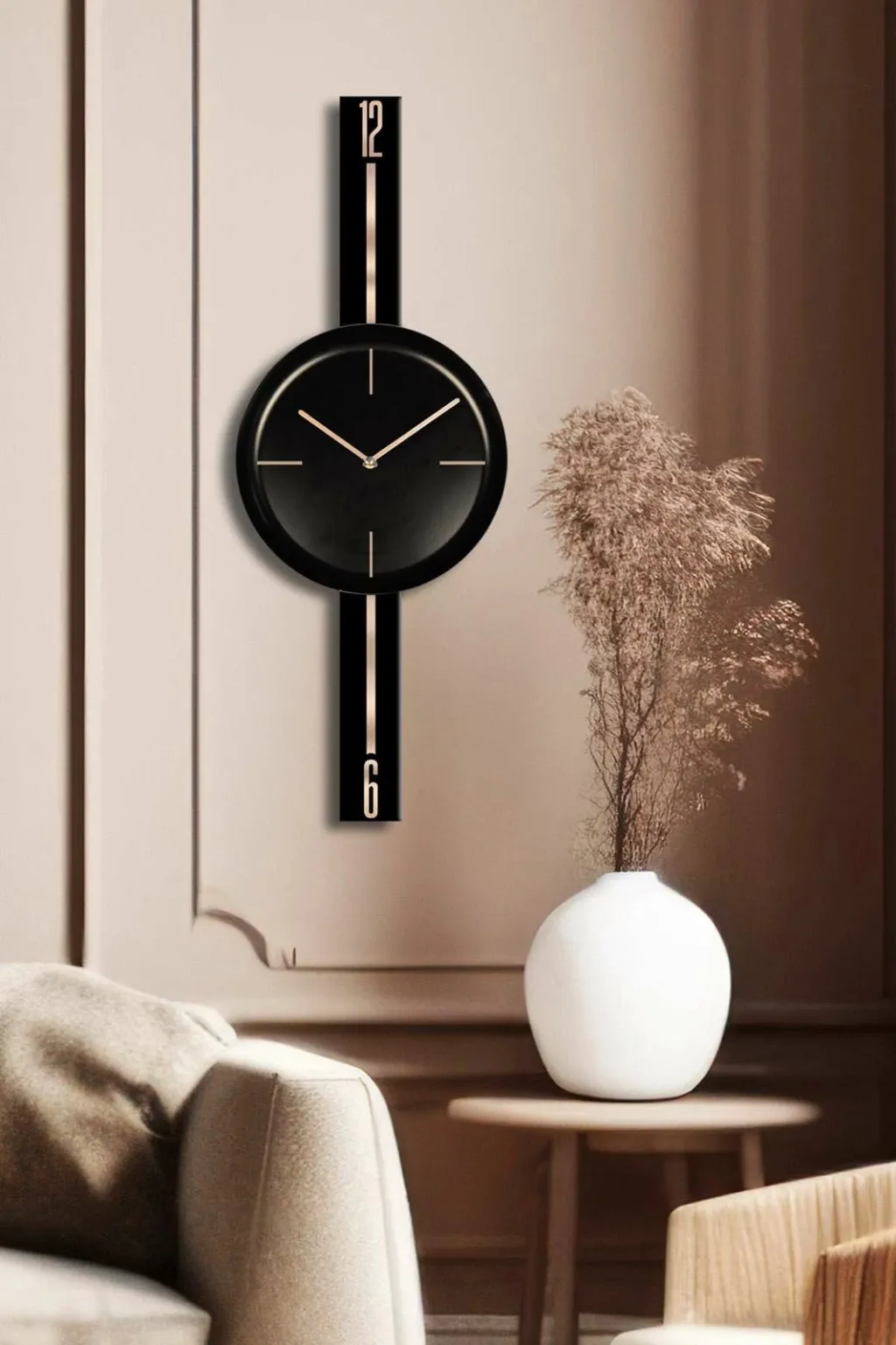 Orë muri dekorative Wallity, Vlnt103Syhsy, e zezë - 2