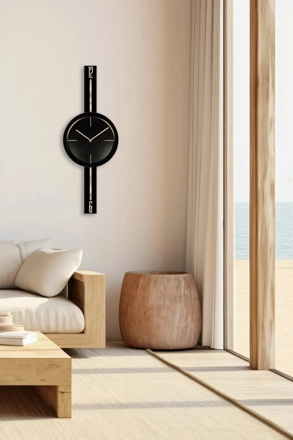 Orë muri dekorative Wallity, Vlnt103Syhsy, e zezë - 3