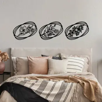 Aksesor dekorativ metalik për mur, lule, 3 copë, Wallity, 45x60cm