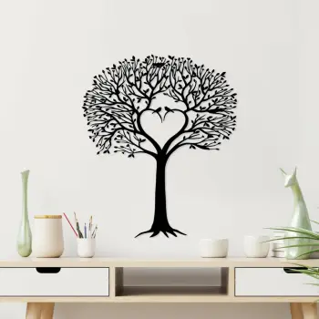 Aksesor dekorativ metalik për mur, Love Tree, Wallity, ngjyrë e zezë