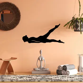 Aksesor dekorativ metalik për mur, Wallity, Yoga 15, ngjyrë e zezë, 60x28cm
