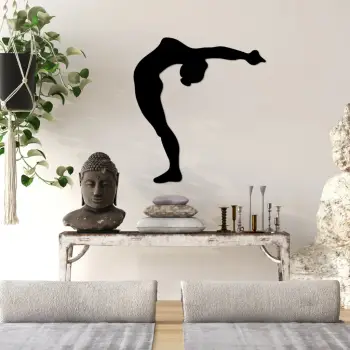 Aksesor dekorativ metalik për mur, Wallity, Yoga 21, ngjyrë e zezë, 50x55cm