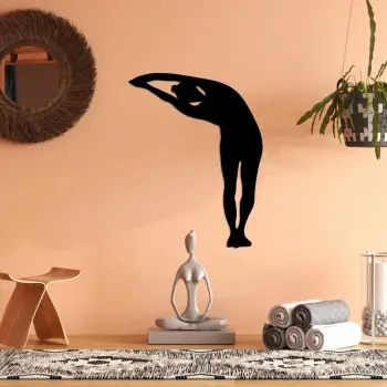 Aksesor dekorativ metalik për mur, Wallity, Yoga 28, ngjyrë e zezë, 42x60cm