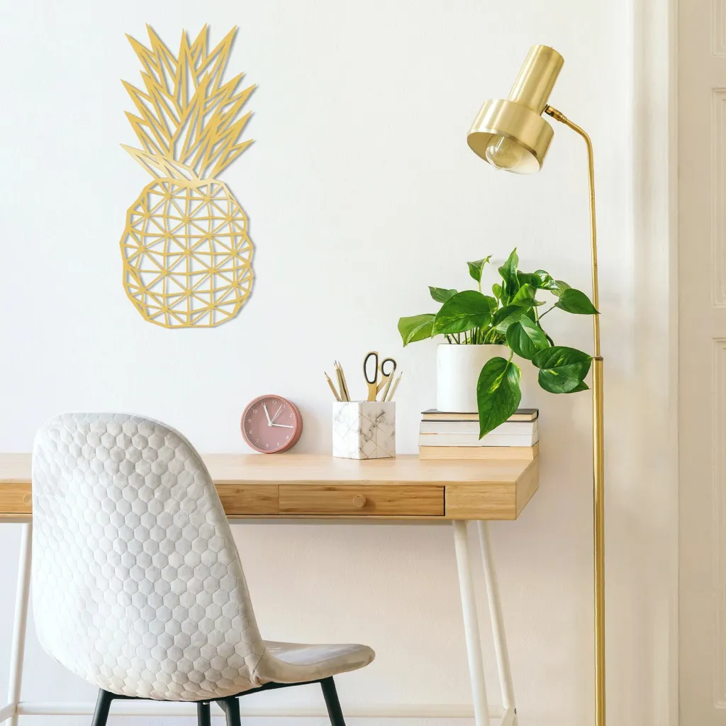 Dekor metalik për mur, ananas, ngjyrë ari, Wallity, 22x36cm - 1
