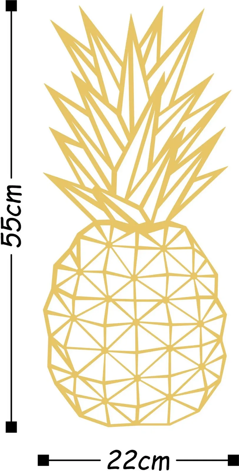 Dekor metalik për mur, ananas, ngjyrë ari, Wallity, 22x36cm - 3