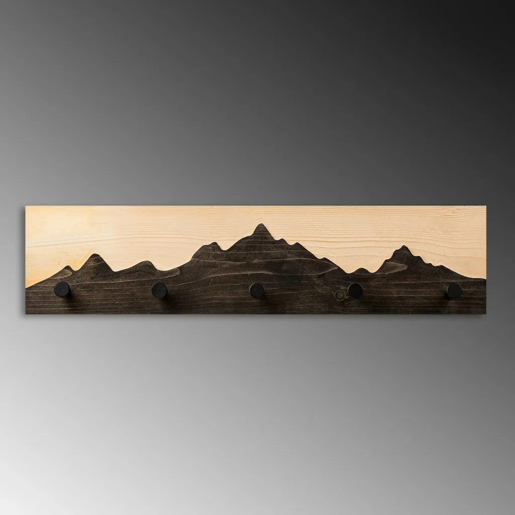 Varëse muri prej druri Wallity, Mountain 3, natyrale/zezë - 5